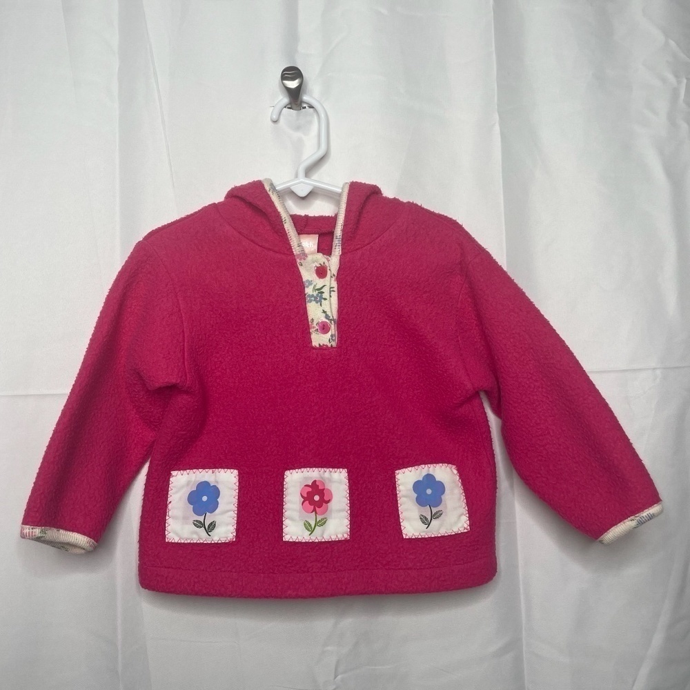 VINTAGE 90s Fleece Floral Hoodie Size 18M